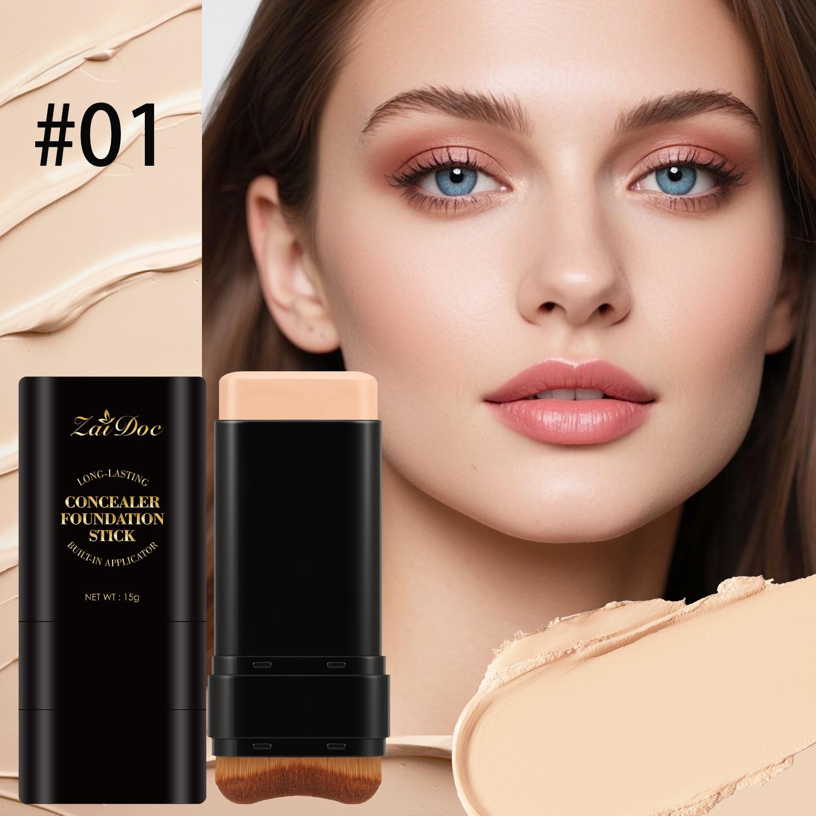Zaidoc 7-color Dual -Ended Foundation Concealer Stick, Dual-ended with Built-in Brush, Moisturizing & Lightweight. Zaidoc 7-color Dual -Ended Foundation Concealer Stick, Dual-ended with Built-in Brush, Moisturizing & Lightweight.