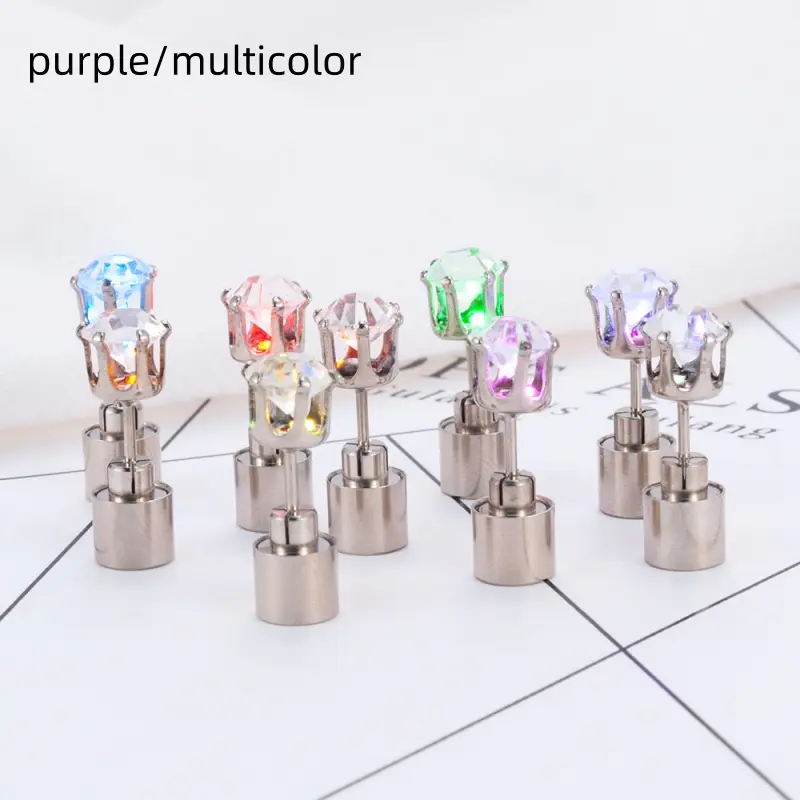 Crown-Shaped Drop Stud Earrings with Multi-Color LED Lighting, Unisex Party Accessory for Raves, Festivals, Christmas & Weddings, Colorful Earrings, Party Lovers, Earrings Jewelry, Fashionable Jewelry Accessories