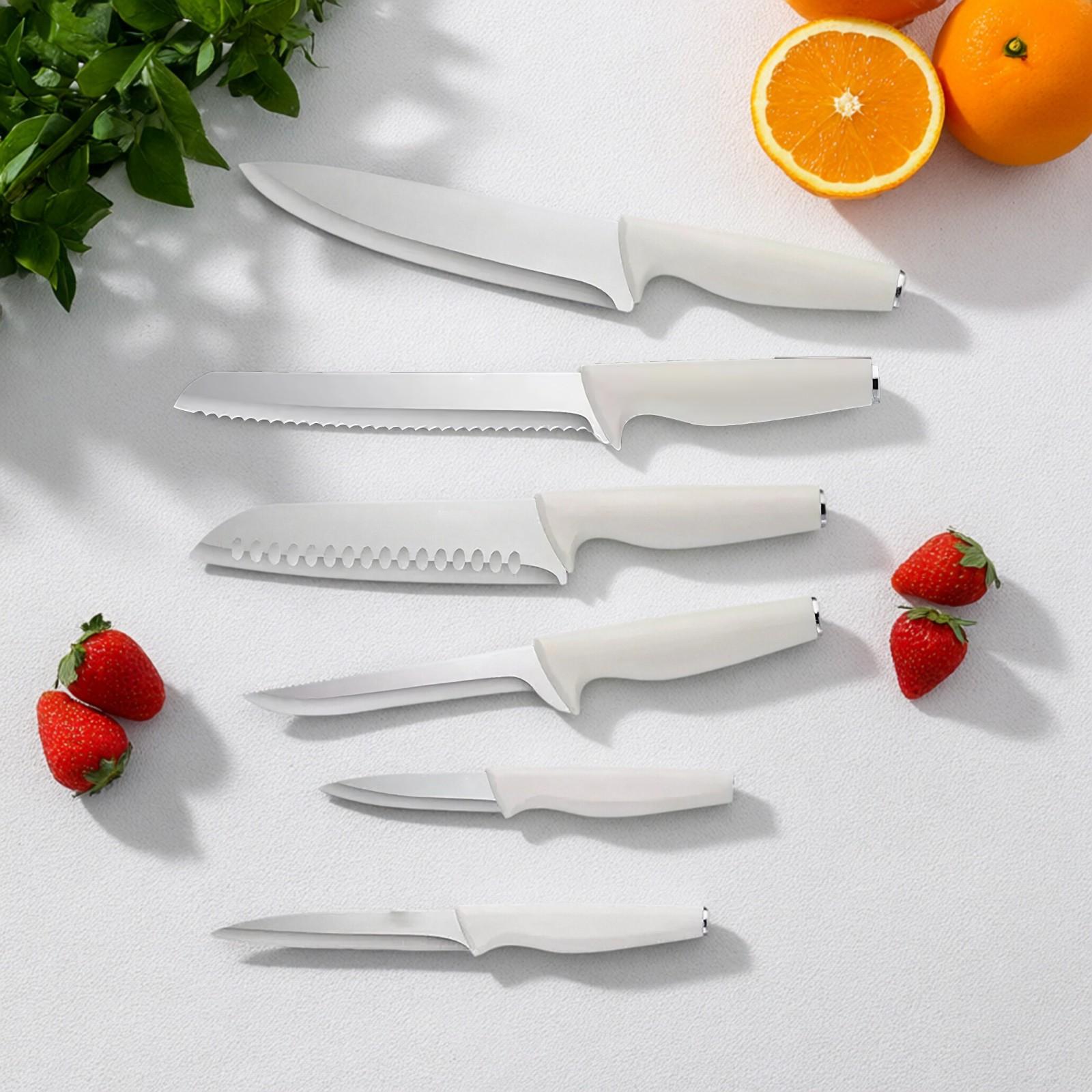 15PCS knife holder kitchenknifeset: meat/vegetable knife, chicken bone knife, German steak knife storage built-in sharpener - stainless steel washable dishwasher suitable for women, wives,man Mother's Day,Father's Day ,Super Category Weekpink/white/black