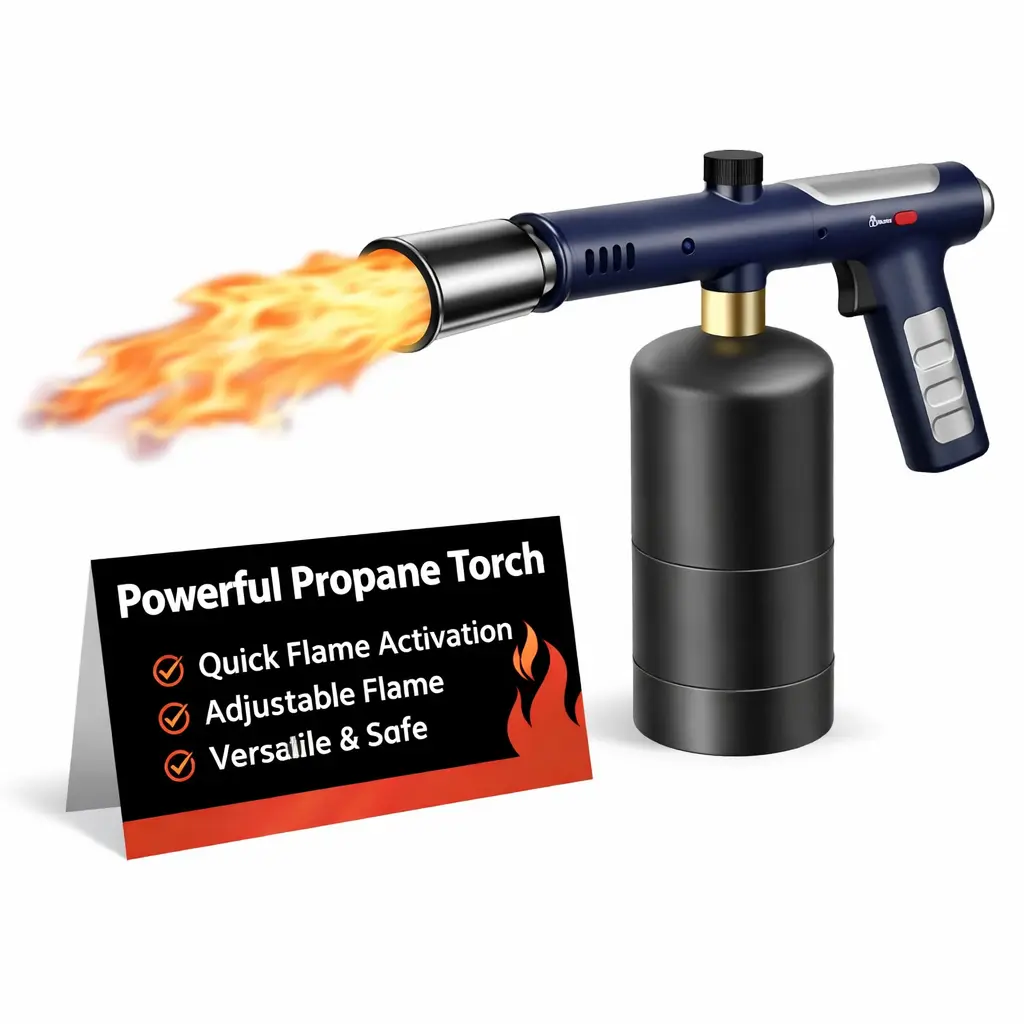 Kitchen Handheld Propane Torch Igniter - 3272°F Max Quick Flame Activation Cooking Tool, Adjustable Flame, Safety Lock for Searing Steak, BBQ (Tank Not Included), Max 3272°F