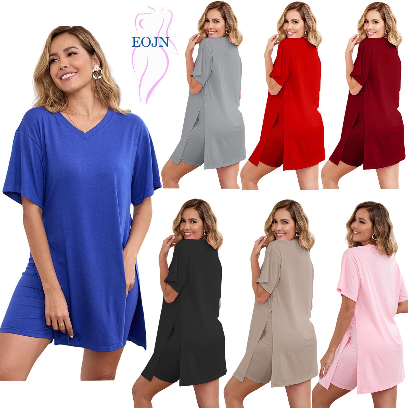 EOJN Women's Plus Size Two Pieces Outfits Short Sleeve Tunic Tops and Skinny Biker Shorts Sets Tracksuits Womenswear Bod