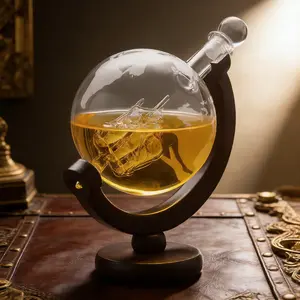 Spherical glass liquor bottle, handmade decanter for spirits, durable round wine bottle, bottles for red wine, whiskey, and liqueur