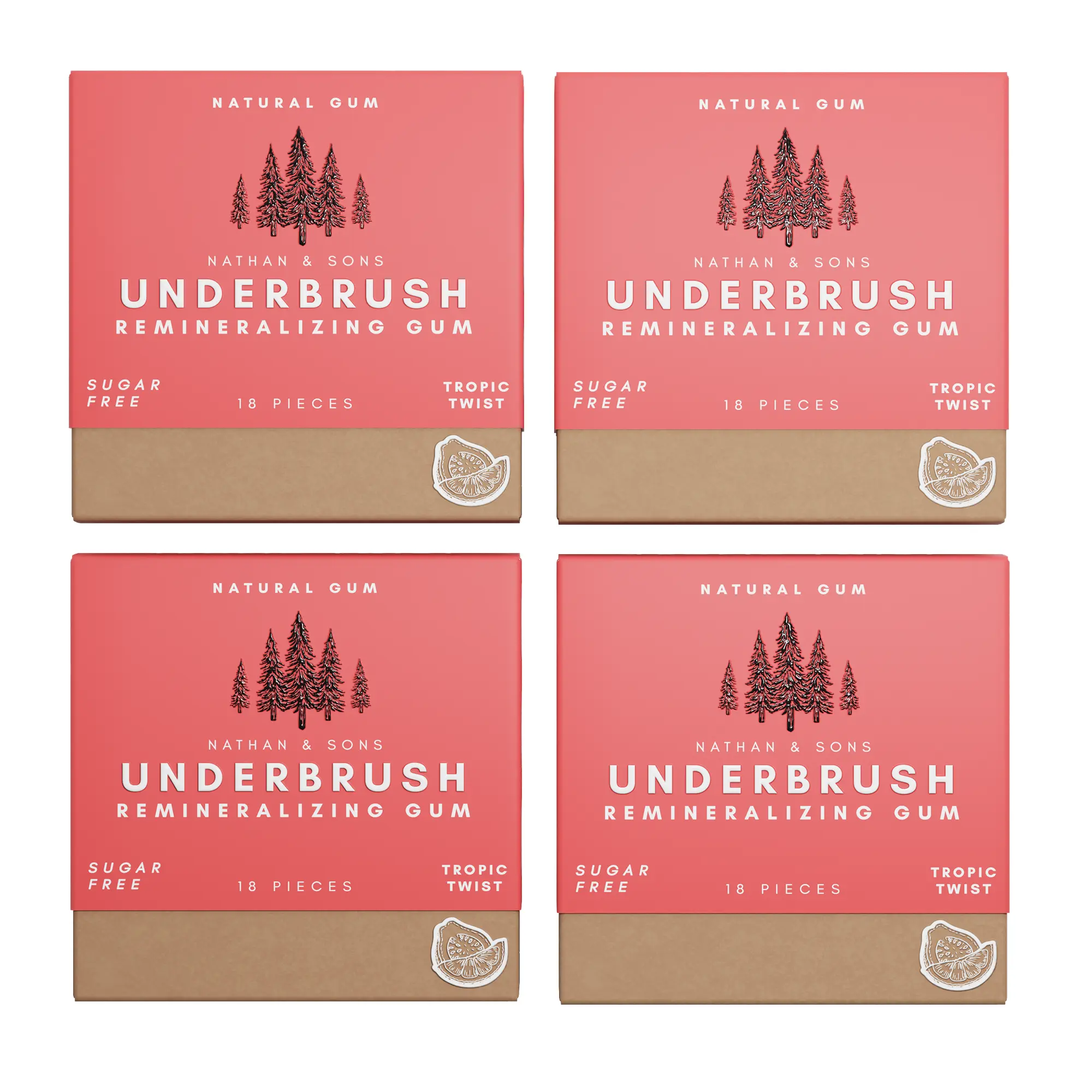 Tropic Twist UNDERBRUSH Remineralizing Chewing Gum with Nano-Hydroxyapatite for Teeth and Gum Protection - 30 DAY SUPPLY Sweet Natural
