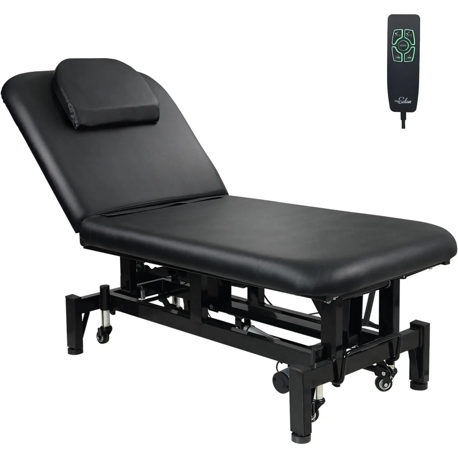 OmySalon Dual-Motor Electric Lift Massage Table - Sturdy 600-lb Heavy-Duty Commercial Salon Treatment Bed with PVC Foam, Easy Setup, Adjustable Height & Backrest for Professional Physical Therapy Spa Use