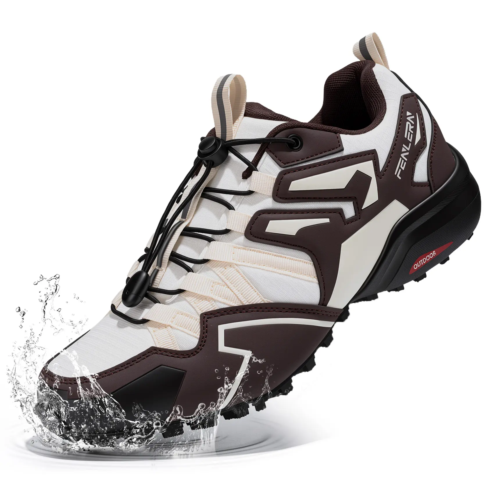 Men's Waterproof Lace‑Up Trail‑Running Athletic Shoes, Breathable Soft Fabric Upper Casual Trainers, Lightweight Wear‑Resistant Non‑Slip Rubber Outsole Footwear for Hiking, Trekking, Cross‑Training, Camping & Daily‑Wear