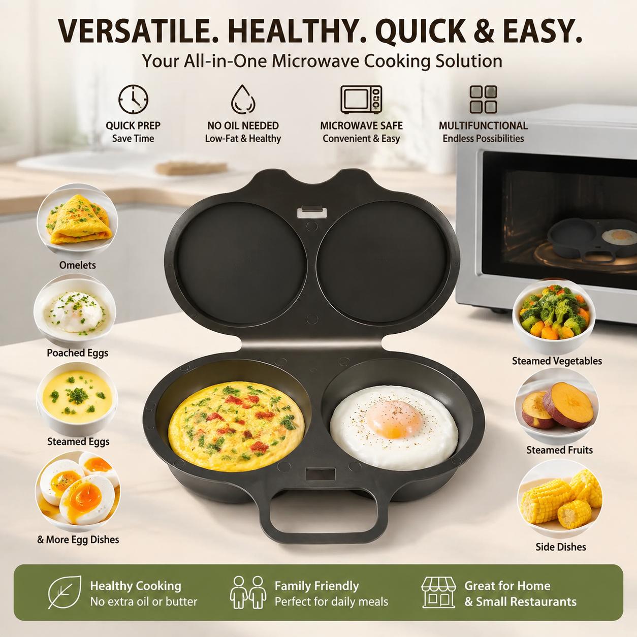 Easy to Clean Microwave Egg Steamer Mold BPA‑Free,Food‑Grade Plastic PP Material - Non-Stick,2 Cup Round Egg Maker, Perfect Shape, Quick Prep, Healthy Cooking Gadget for Kitchens, Easy Egg Cooker Home Egg Boiler Dishwasher-safe Omelette Maker (Dark Gray) Easy to Clean Microwave Egg Steamer Mold BPA‑Free,Food‑Grade Plastic PP Material - Non-Stick,2 Cup Round Egg Maker, Perfect Shape, Quick Prep, Healthy Cooking Gadget for Kitchens, Easy Egg Cooker Home Egg Boiler Dishwasher-safe Omelette Maker (Dark Gray)