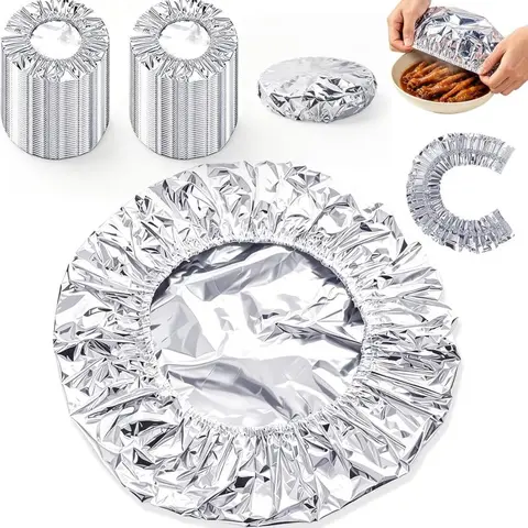 20-Pack Ready Disposable Aluminum Foil Food Covers Set - Flexible Durable Cookware Sleeves, Heat-Retaining Insulating Home Storage Kitchenware, Easy Cleanup for Family Dinners (20-Pieces)
