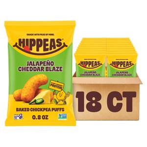 HIPPEAS Jalapeño Cheddar Blaze Chickpea Puffs - Snack Crispy Crunchy, Jalapeno Hot Spicy Gluten-Free Balanced Nutritional Crisps & Puffed Snacks, Dairy-Free, Vegan, Baked Plant Protein, Non-GMO, Kosher