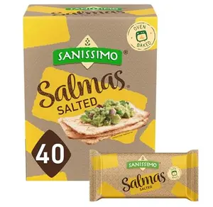 Sanissimo Salmas Salted, 40 packs of 3 Crackers, Oven Baked Corn Crackers, Gluten Free, Non GMO, Kosher Certified