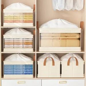 3PCS/Pack Large-Capacity Clothing And Quilt Storage Box With Handles And Clear Window Organize Your Wardrobe, Store Seasonal Clothing Dust-Free, Manage Seasonal Transitions, Store Toys, And Organize Miscellaneous Items.