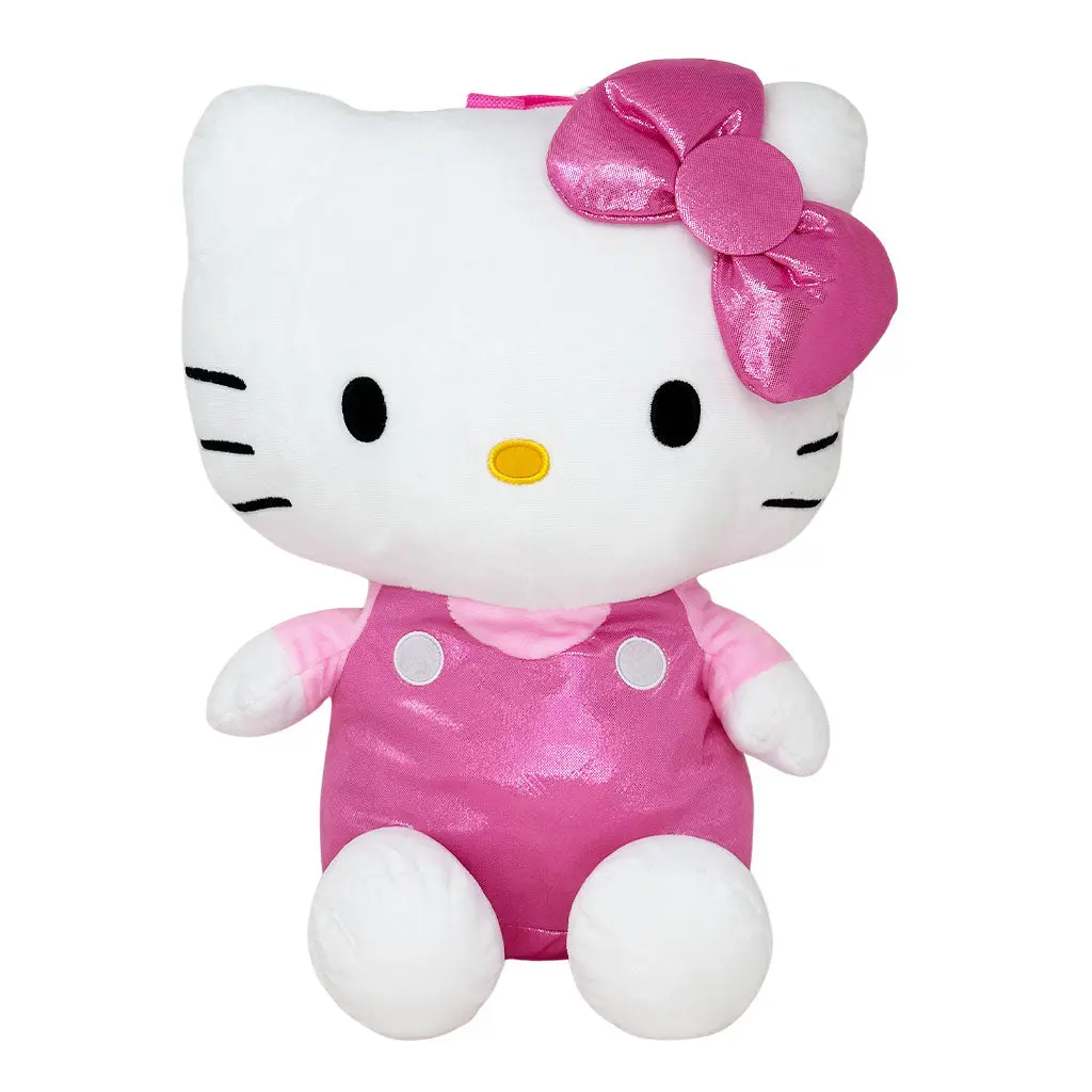 Fast Forward Sanrio Hello Kitty 20" Sweet Plush Daypack, Metallic Cartoon Character Backpack with Zip Pocket, Figure, Top Handle, Basic, Adjustable Straps, Classic, Top Handle Bag, Fluffy Backpack, Backpack Cute, 20" Tall