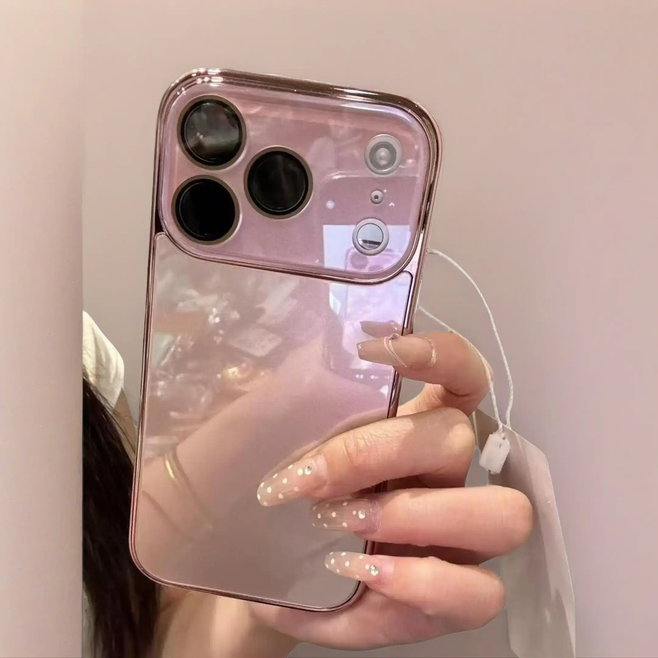 High-End Ice Crystal Glass Smartphone Case for iPhone 16 Pro, iPhone 17 Pro Max (IP 16/17 Models) - Customized, Anti-Drop, Chic, Flush Mount, Shockproof, Waterproof, Minimalist TPU Cellphone Accessory (Colors: Champagne Gold, Light Pink, Emerald Green)