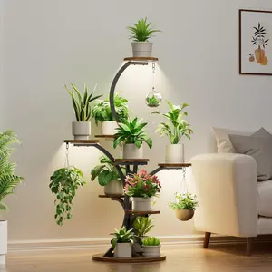 Plant Stand Indoor with Grow Lights - 8 Tiered Corner Plant Shelf Indoor, Tree-Shaped 46.3" Tall Plant Rack Display for Indoor Plants Multiple, Flower Holder for Living Room Patio Balcony