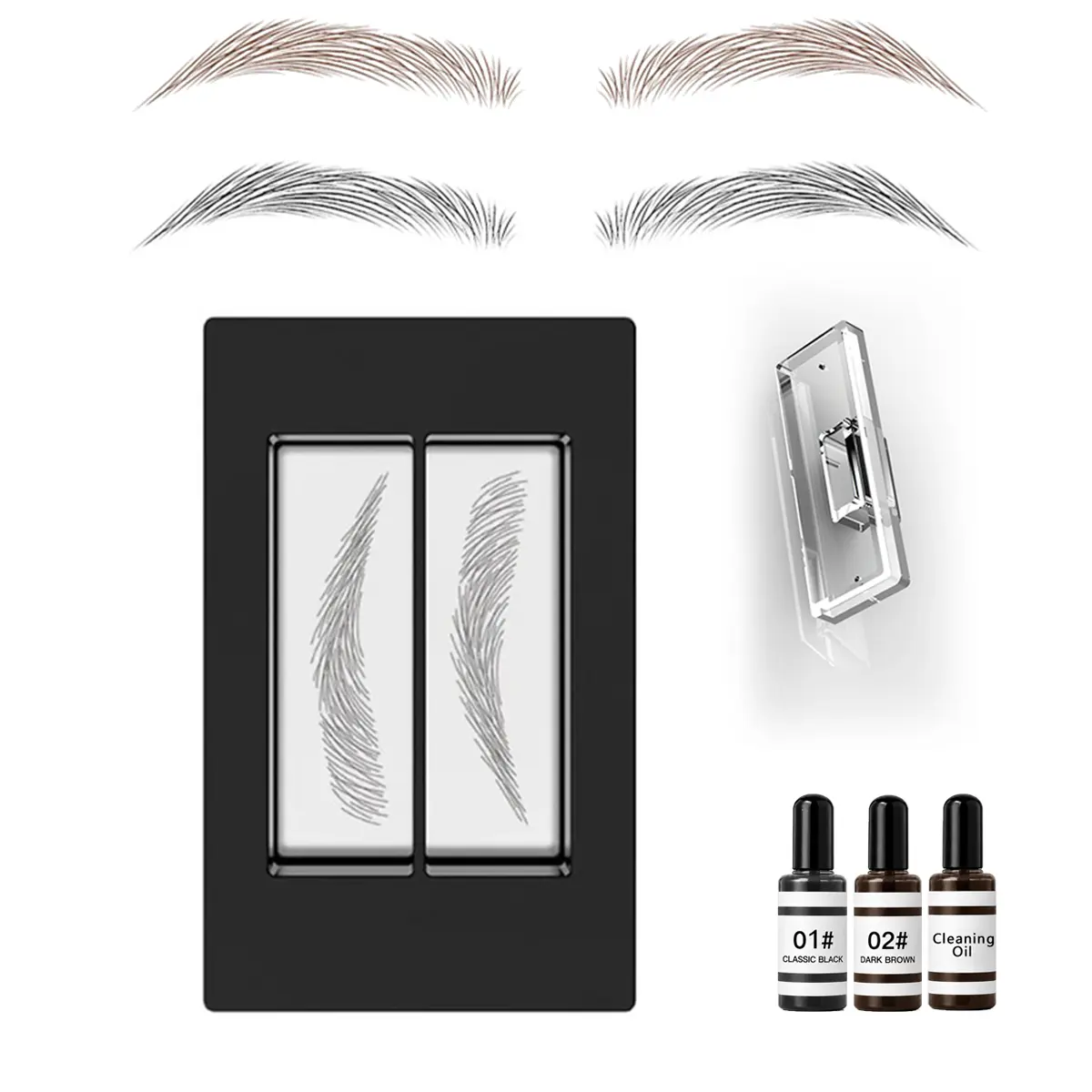 Eyebrow Stamp Shaping Kit Waterproof Brow Stamp with Reusable Eyebrow Stencils Natural Looking Brow Powder Quick Fill Sculpt and Define Brows Beginner Friendly Time Saving Makeup Tool for Daily Use Travel, Cosmetic,Beauty Tools.