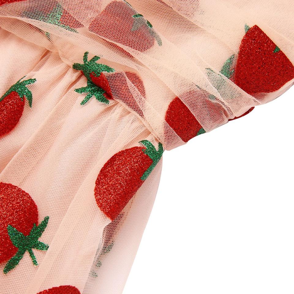 PINK 1950S STRAWBERRY MESH SWING DRESS Casual Elegant Classy Casual Breathable Outfits