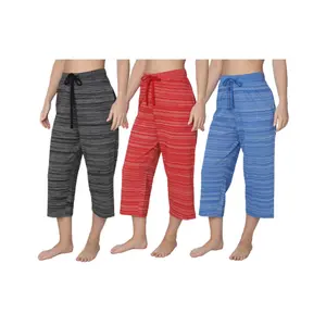 Women's Capri Jersey Knit Pajama Lounge Pant Available In Plus Size