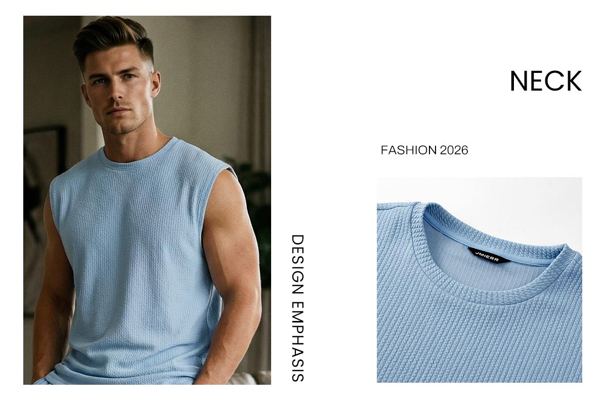 JMIERR Mens 2 Piece Rib Knit Sweatsuit Summer Sleeveless Tank Top Baggy Wide Leg Pants Set Vacation Beach Outfit for Men