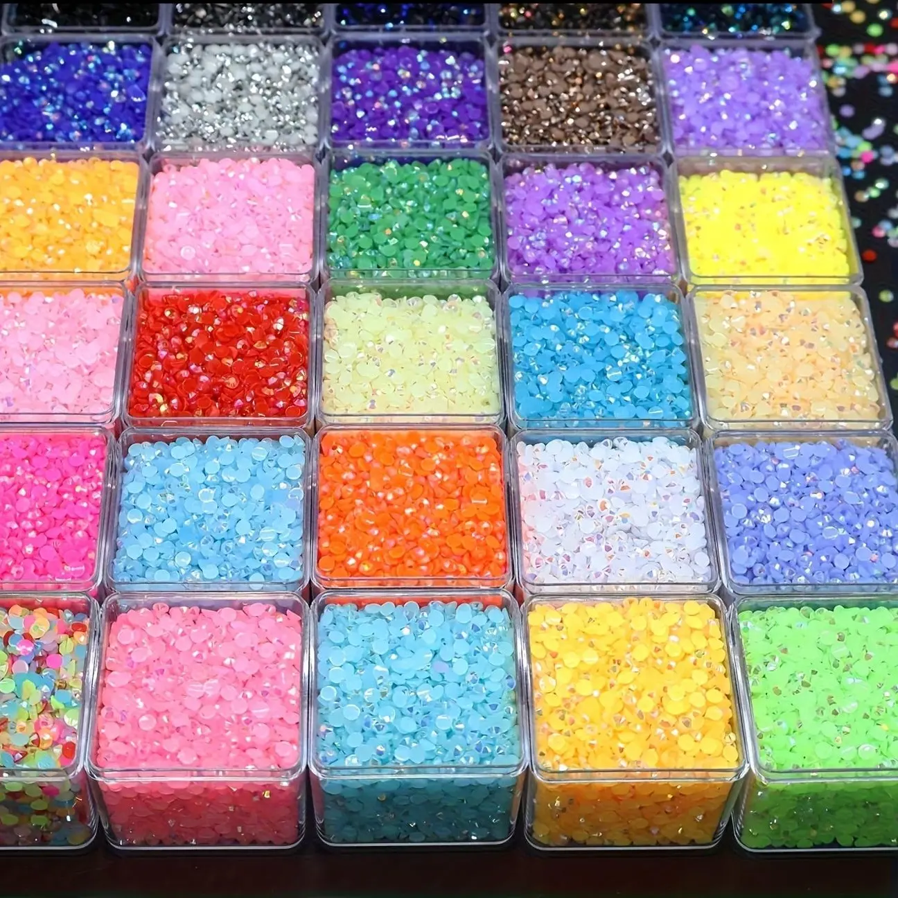 30-Color Multifunctional Sparkling Resin Rhinestones 3mm Round 5D Flat-Back Style Nail Art Diamond Painting Keychain Coasters DIY Materials no box