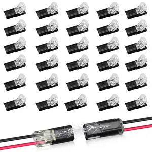 Double-Wire Plug-in LED Light Strip Connectors - 2-Pin Low Voltage Solderless Wire Connector with Locking Buckle, Fast Connect Terminal Plugs for Automotive Wiring Electricity Power Distribution Secure Home Essentials Safety