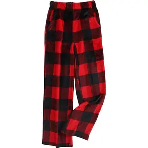 Plaid Fleece Pajama Pants Women Baggy Comfy Fluffy Fuzzy Pj Pants Lightweight Elastic Waist Pajama Bottom with Pocket