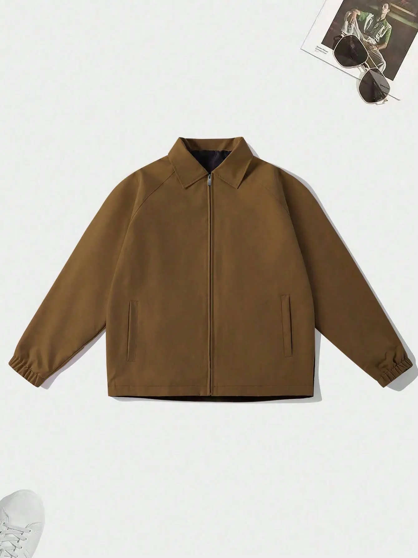 Men’s casual long-sleeve , retro style, lightweight business blazer with zipper, softshell material, classic design, square lapel collar anorak shell jacket men essential distressed bomber polyester clothes superior quality outdoor coat print zip neuter