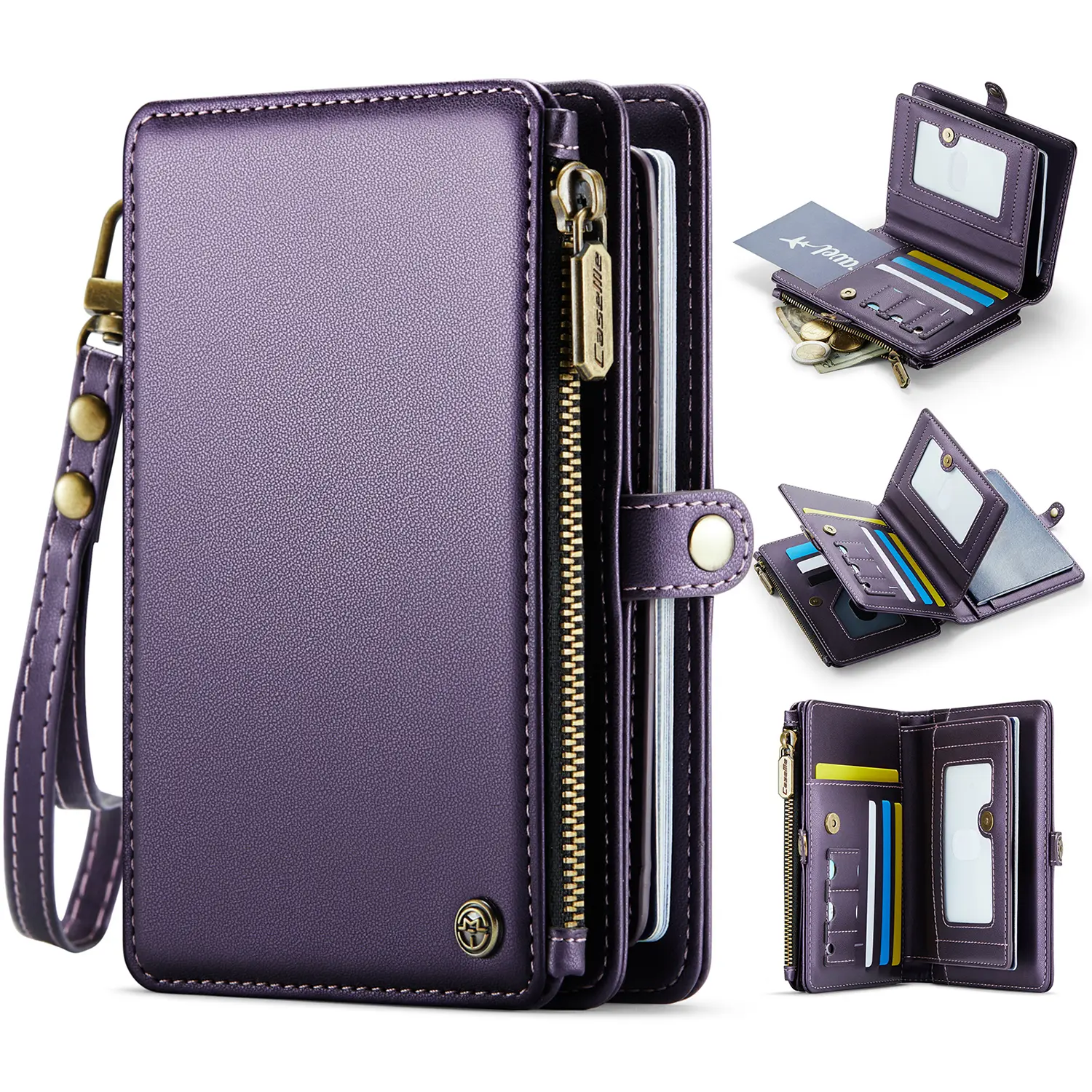 Unisex RFID Blocking Passport Wallet with Built-In AirTag Holder Slot, 11 Card Slots, Zipper Pouch, Document Org., Detachable Wristlet & Large Capacity Travel-Ready Travel Document Organizer,back to school,back to school haul