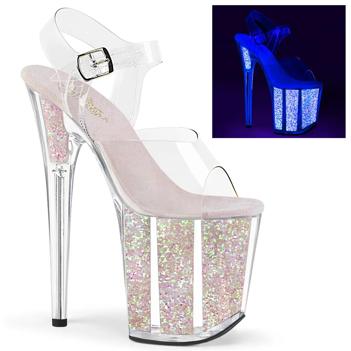 Pleaser Flamingo-808UVG Women's Stylish High Heel Sandals - 4" (10.2cm) Platform, Stiletto Footwear, Statement Party Shoes, Pleaser Heels, Fashion Apparel