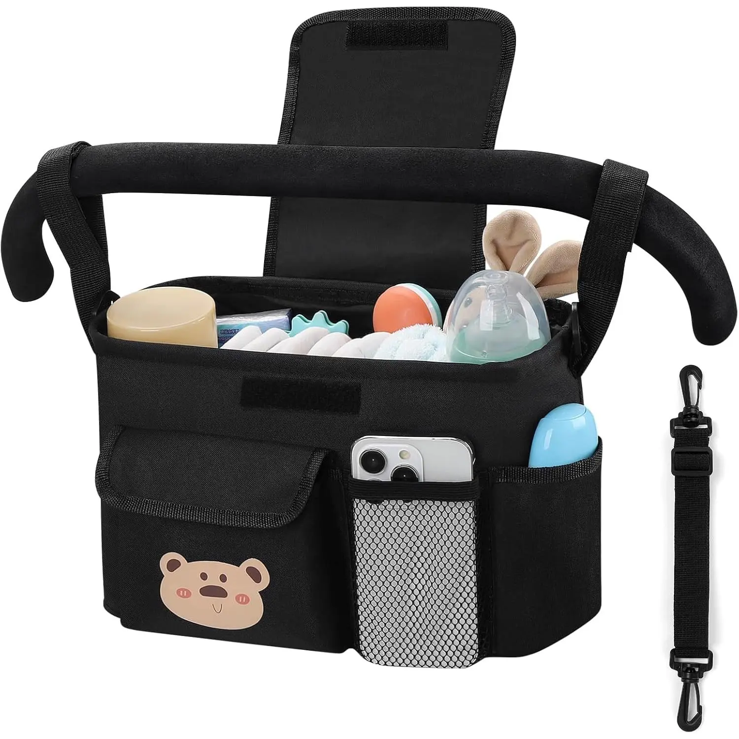 Universal Stroller Organizer with Cup Holder and Shoulder Strap, Stroller Bag Caddy Organizer s  Uppababy, Baby Jogger, Britax Strollers