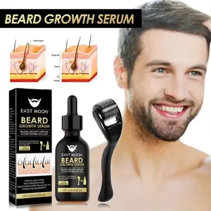 Beard Growth Serum & Derma Roller Kit, Beard Care Nutritional Oil, Making Beards Thicker and More Shiny, Daily Beard Care Products for Men