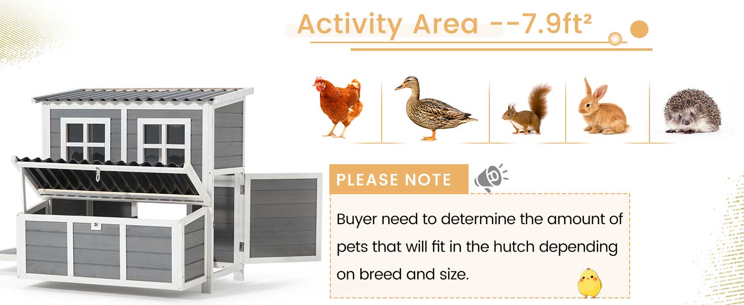 YODOLLA Chicken Coop, 40" Large Wooden Chicken Hutch with 3 Lockable Nesting Boxes for 4-6 Chickens, Outdoor Hen House Chicken Cage w/Removable Tray