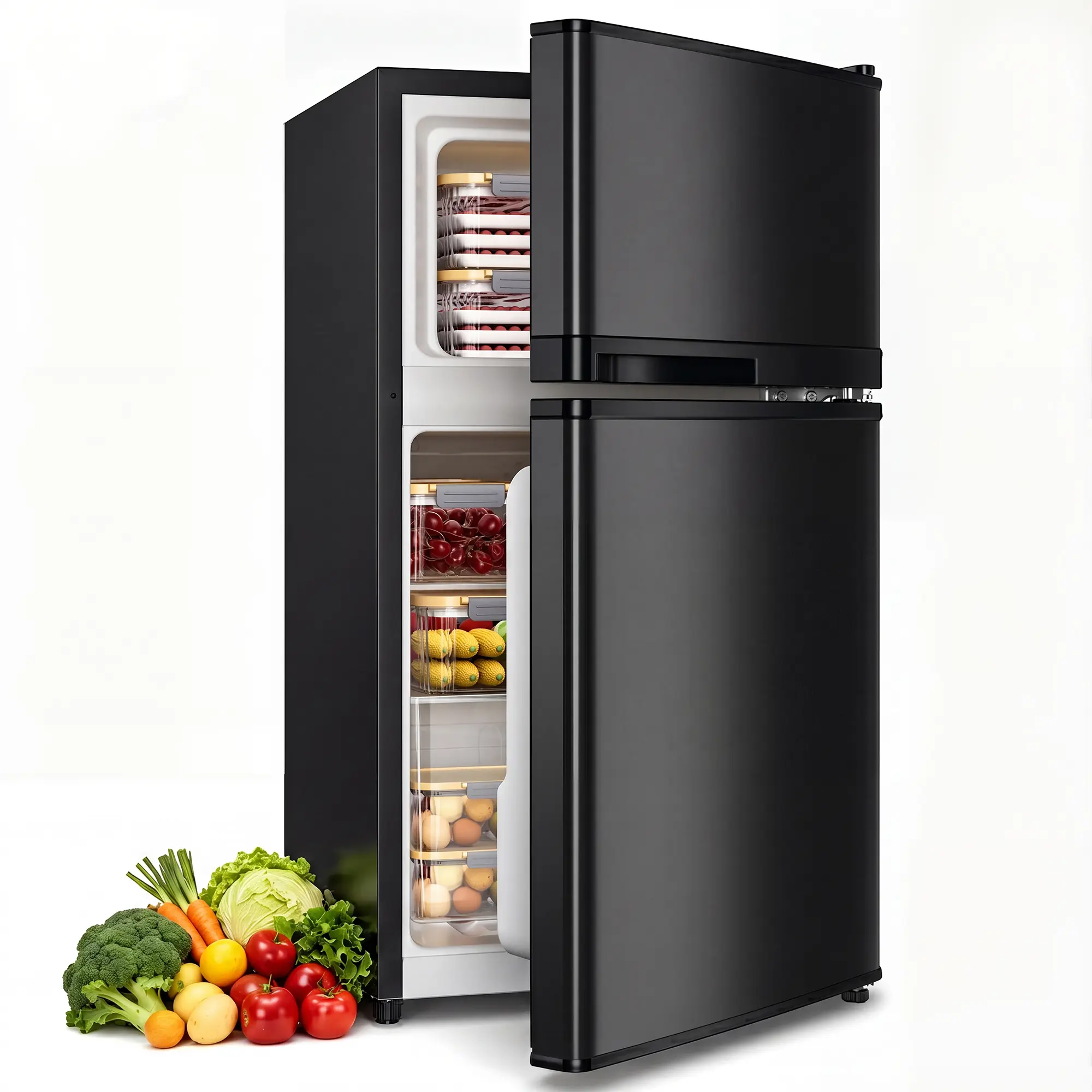 Manastin 3.55 Cu.Ft Mini Fridge with Freezer, 2-Door Small Refrigerator with Adjustable Thermostat, Quiet Mini Refrigerator for Bedroom, Dorm & Office, Household Appliances, Small Spaces, Two-Door