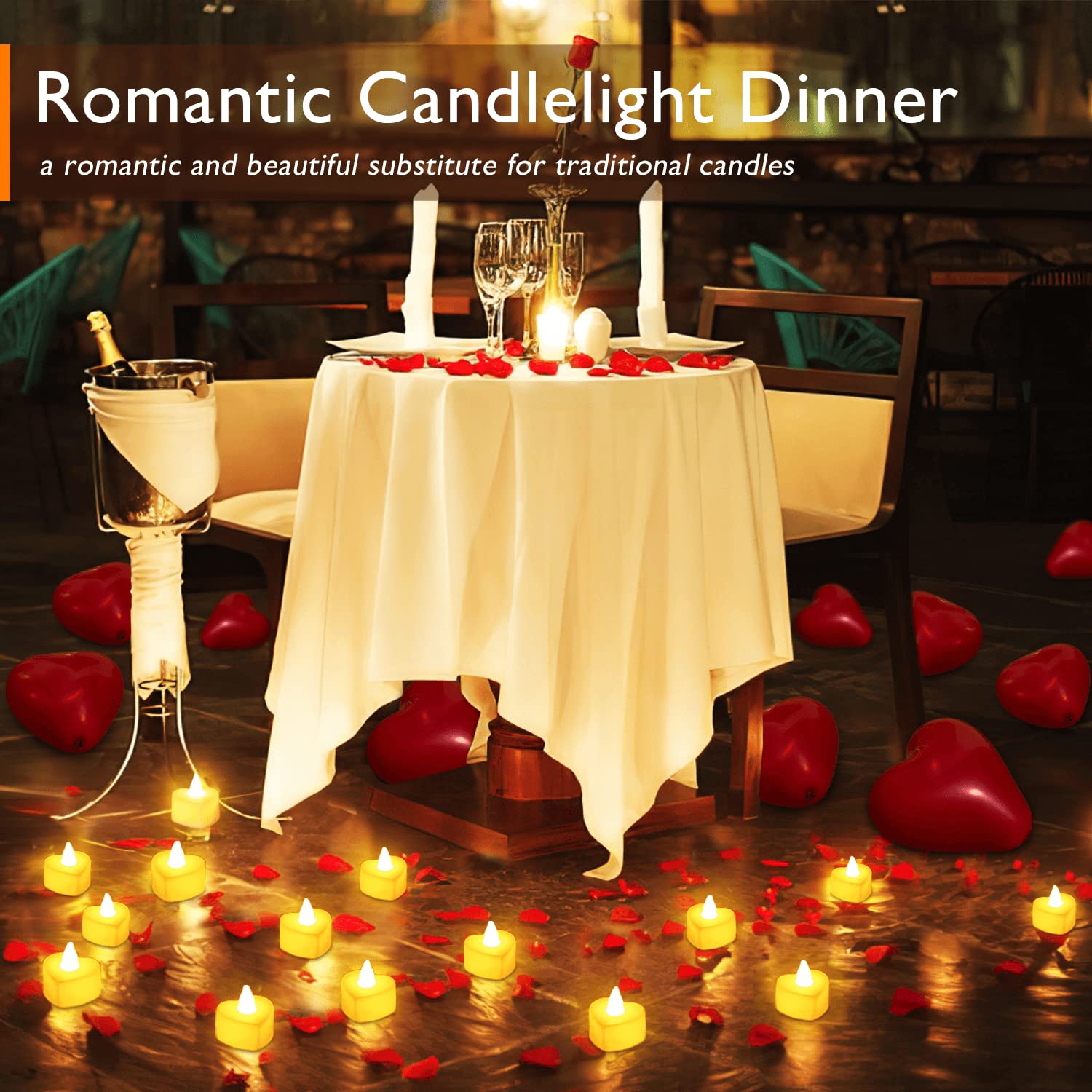 [Graduation Gifts 2026] A Romantic Night on Valentine's Day- 1000Pcs Artificial Rose Petals, 30 Burgundy Heart Balloons, 24 Battery Candles for Valentine‘s Proposal, Wedding, Anniversary Table Decor  #SummerVibes