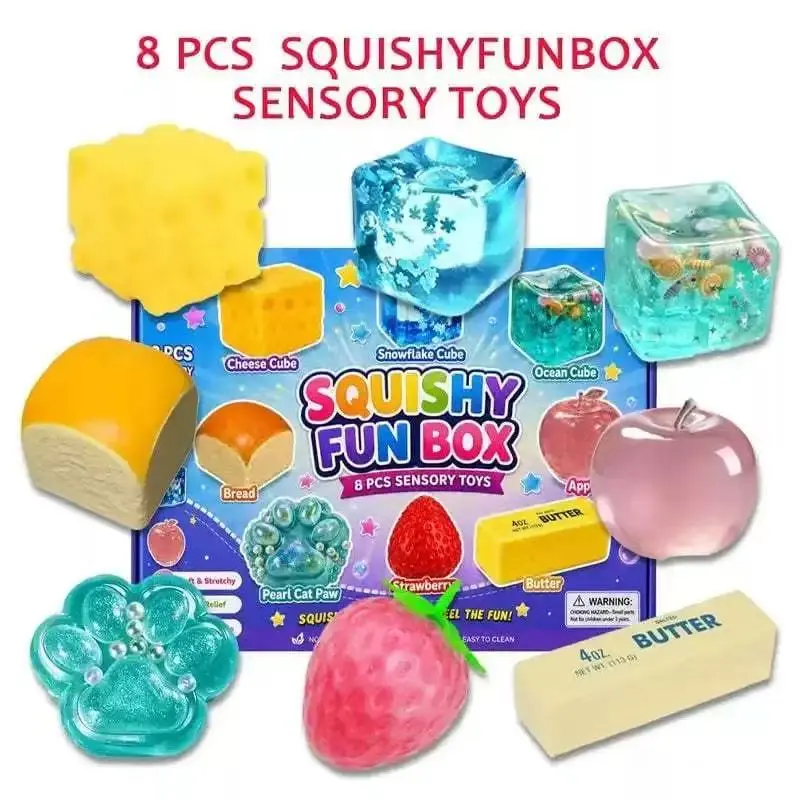 8PCS Squishy Fidget Toy Set - Assorted Slow Rising Sensory Toys Bundle, Stress Relief & Anti-Anxiety Tools, Ideal Gift for Parties, Holidays Anxiety Squishies Squishy Fun