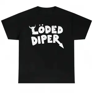 Loded Diaper Unisex Heavy Cotton T-shirt Menswear Top Vintage Distressed Humor Joke Gift Graphic Tees Summer Casual Wear