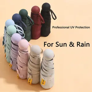 Mini 5-Fold Capsule Umbrella UV Protection Sun & Rain Portable Pocket Umbrella for Women