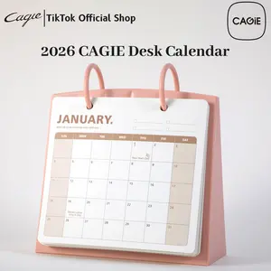 CAGIE 2026 Planner Desk Calendar, Jan–Dec Planner with Quotes, Planners for 2026, Thick 250GSM Paper, Removable Ring, Monthly Goals & Summary, Cute Desk Decor, Pink,White, 6.5 x 7 in, Eco-Friendly, Plastic Bracket, Self-Motivation