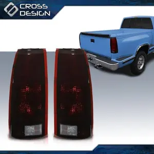 CROSSDESIGN Fit For Chevy GMC C/K 1500 2500 3500 Pickup Suburban Smoke W/Bulbs Tail Lights