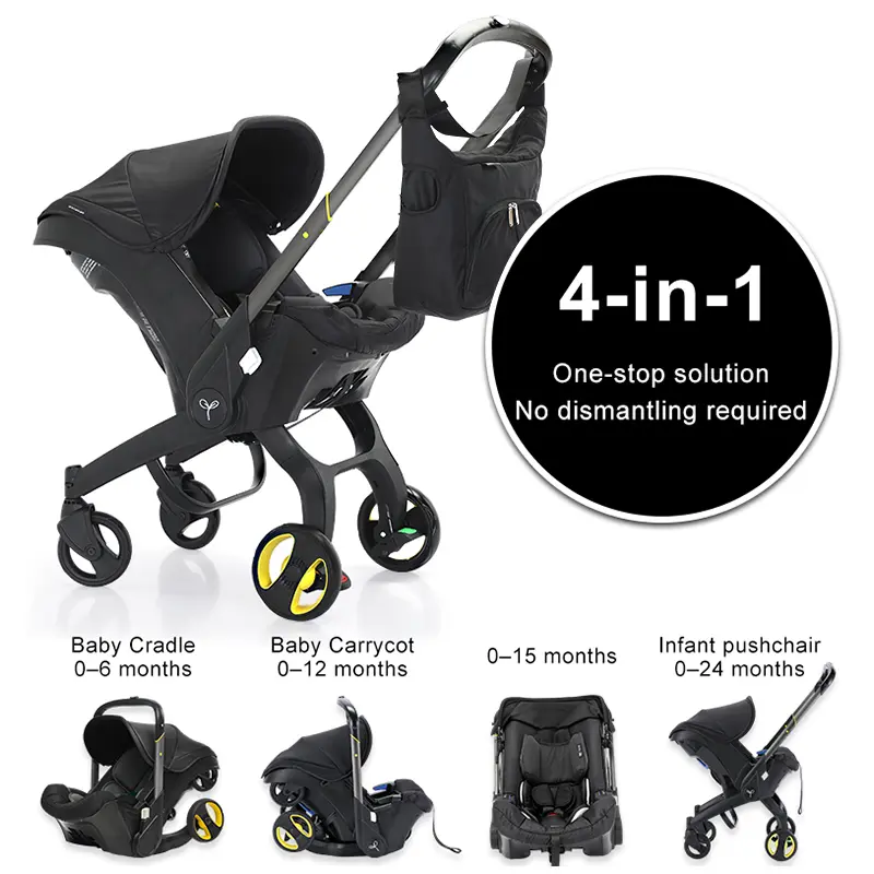 No-Latch Base Baby Stroller with Free Bag, Multifunctional Newborn Stroller, 5-Point Seat Belt with Chest Clip, 2-Way Push, Shock-Absorbing Wheels, Travel-Friendly #DealsForYouDays