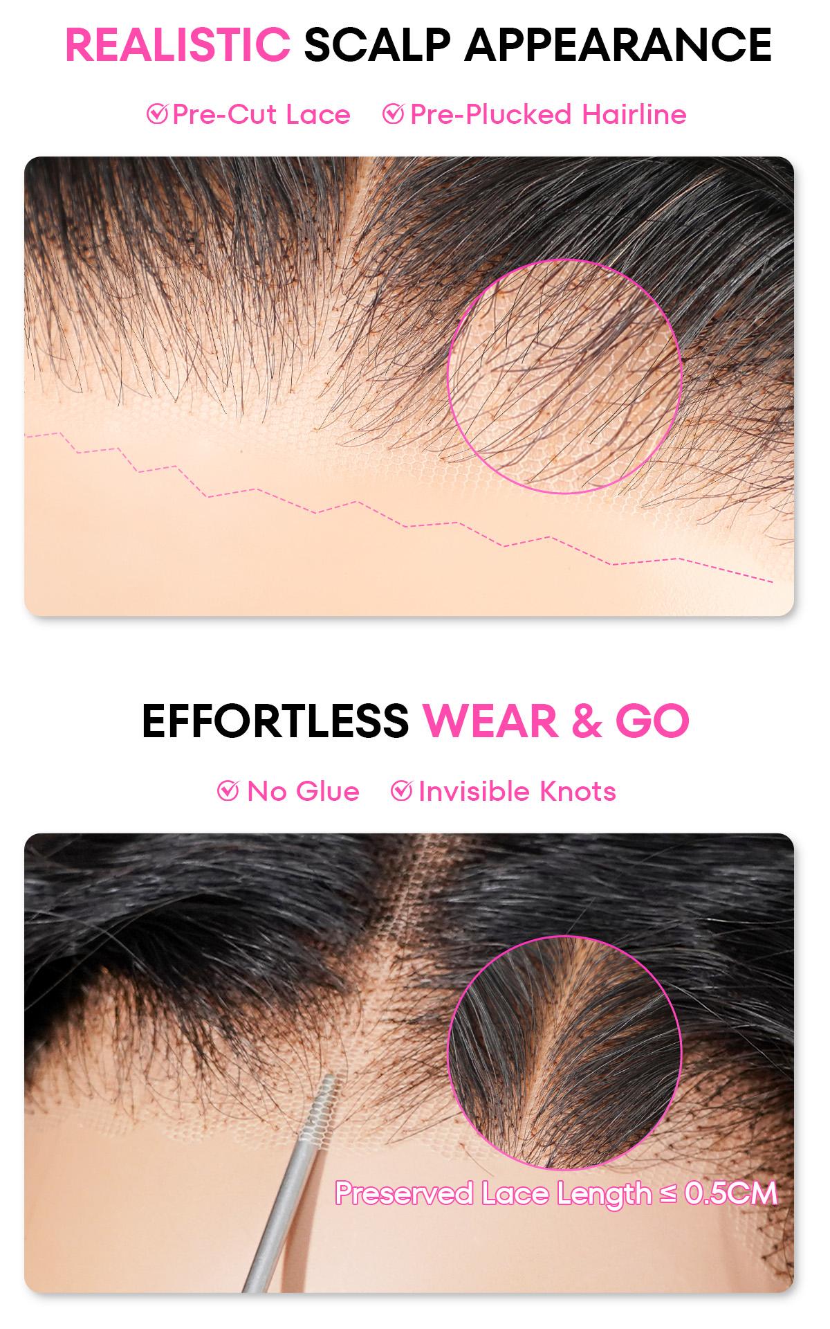 CurlyMe Mocha Mousse Color Layered Cut Face Framing Body Wave Pre-Cut Lace Wear Go Wig