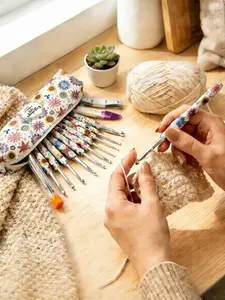 42Pcs Crochet Hooks Sets for Beginners Full Size Soft Handle Crochet Starter Set with Storage Bag Crochet Accessories Ergonomic Crochet Kit Cute Printed Knitting Kit for Crochet Lovers