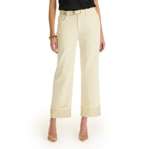 Ren Cropped Cuff Jean - Gold Mirror