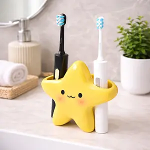 Cute Star-Shaped Plastic Toothbrush Holder, Home Decor Independent Bathroom Storage, Bathroom Accessory, Durable Plastic Structure, Space-Saving Toothbrush and Toothpaste Rack