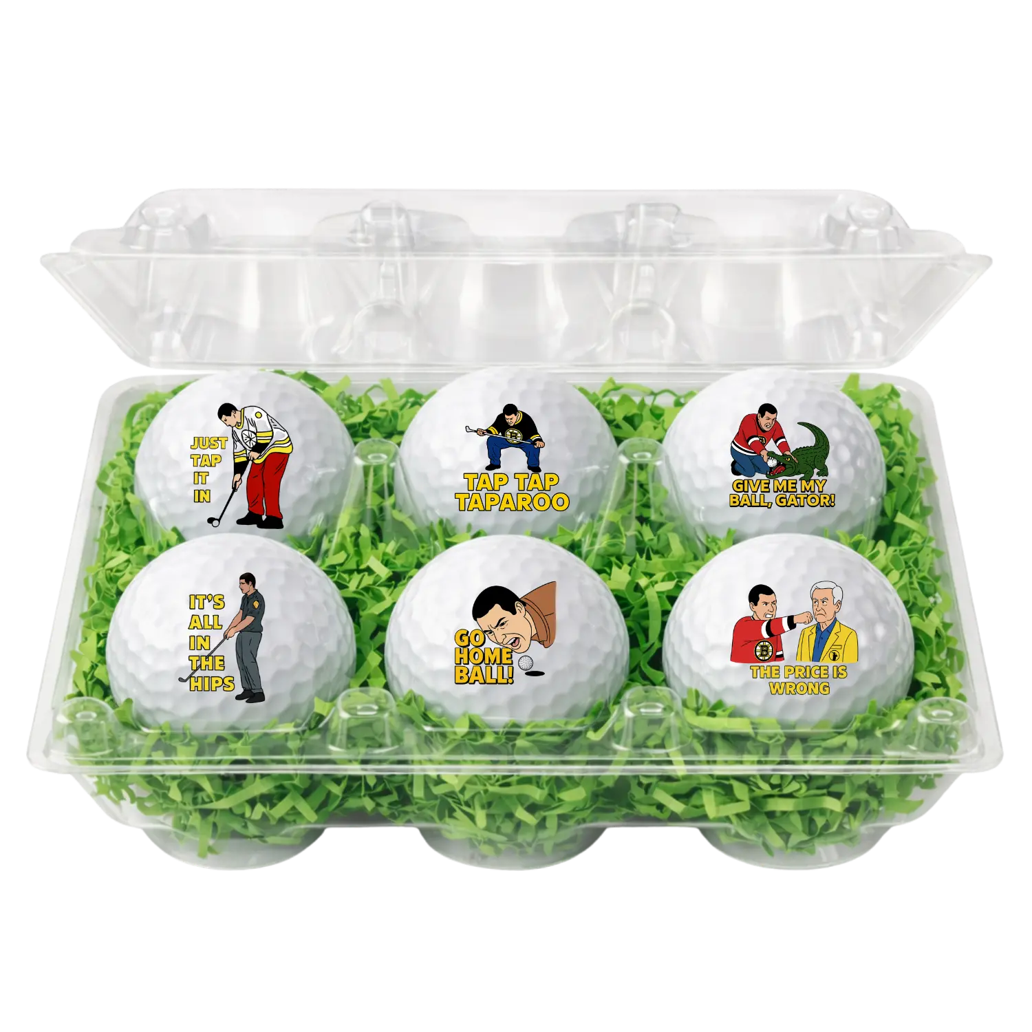 Happy Gilmore Inspired Funny Golf Balls 6 Pack Hilarious Movie Quotes & Characters Unique Gift for Golfers Golf Accessory