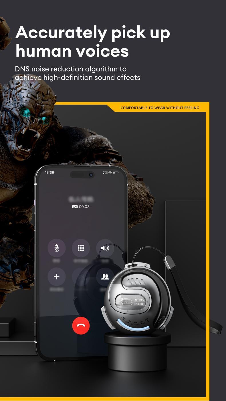 Transformers Wireless Earbuds Bluetooth 5.4 Wireless Open Free Ear Gaming Headphones IPX5 Waterproof Noise Cancelling Running Sport Wireless Bluetooth Earbuds with Mic and Earhooks Compatible For Android/iOS