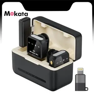 Mokata Wireless Lavalier Microphone with Charging Case, 3 Audio Modes (Noise Reduction/Original Sound/Silent), Clip-On Design for iPhone iPad Android Vlogging Live Streaming