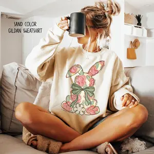 Easter Shirt Women, Easter Sweatshirt, Easter Rabbit Shirt, Easter Shirts for Women, Easter Bunny Tee Shirt