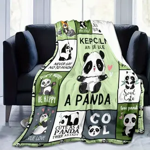 1pc Cute Panda Blanket Flannel Personalized Holiday Gift Blanket Soft Comfortable For All Seasons Holiday Gift Blanket J