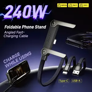 2-in-1 Type-C Fast Charging Stand & Cable - 240W Super Fast Charger with Invisible Holder for iPhone Samsung, Compatible with Gaming Office Car Travel quality  cable