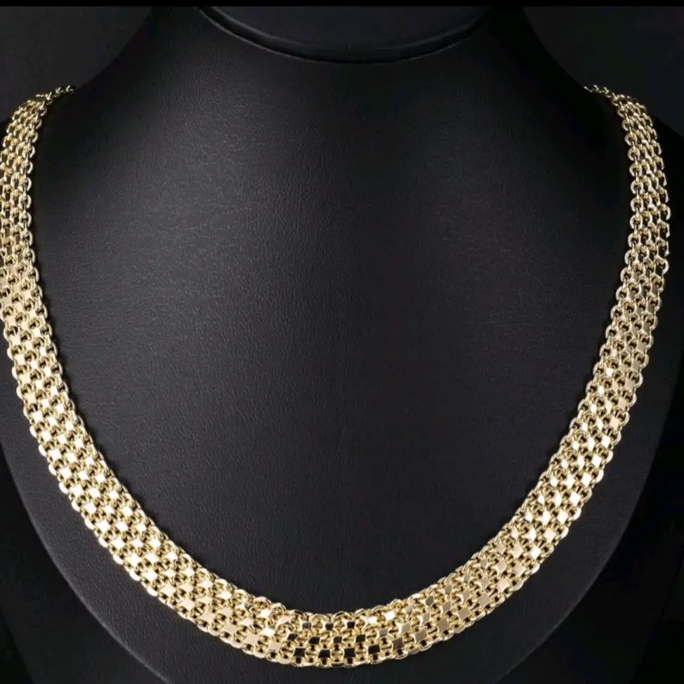 cadena estilo tejida gold plated