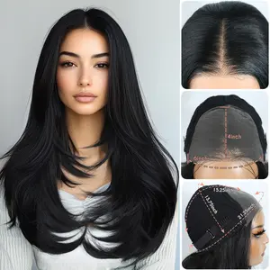 [Style Icon] Wear and Go Synthetic Wigs 6*4 Pre Cut Lace Frontal 24 inches Wig Pre Plucked Hairline Wigs For Women Straight Hair